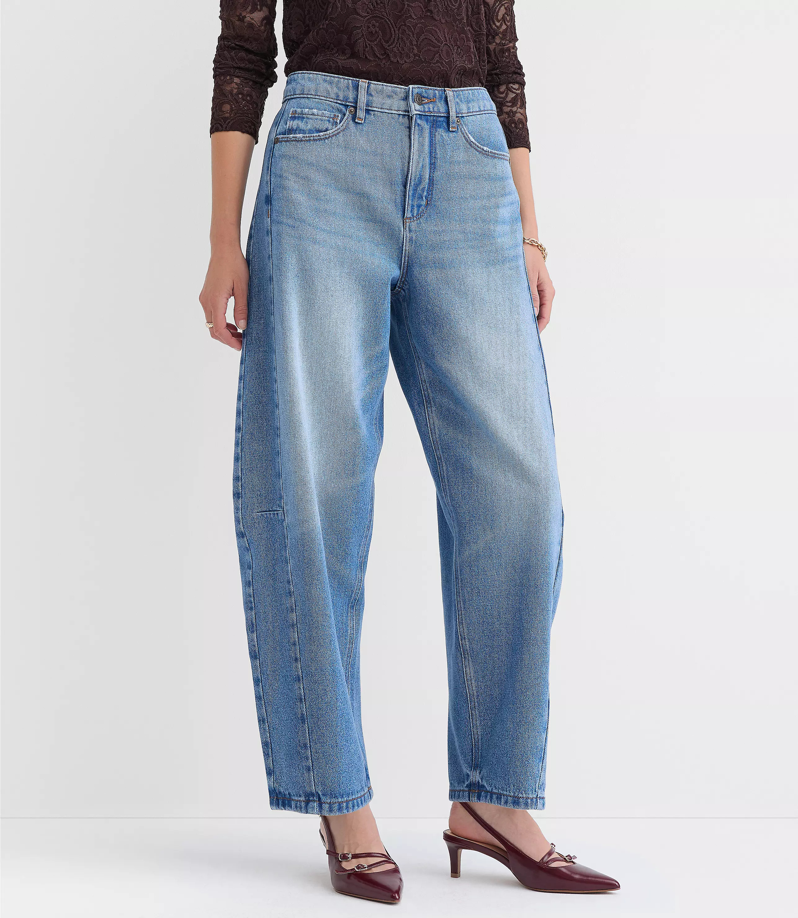 Petite High Rise Horseshoe Jeans in Vintage Indigo | LOFT