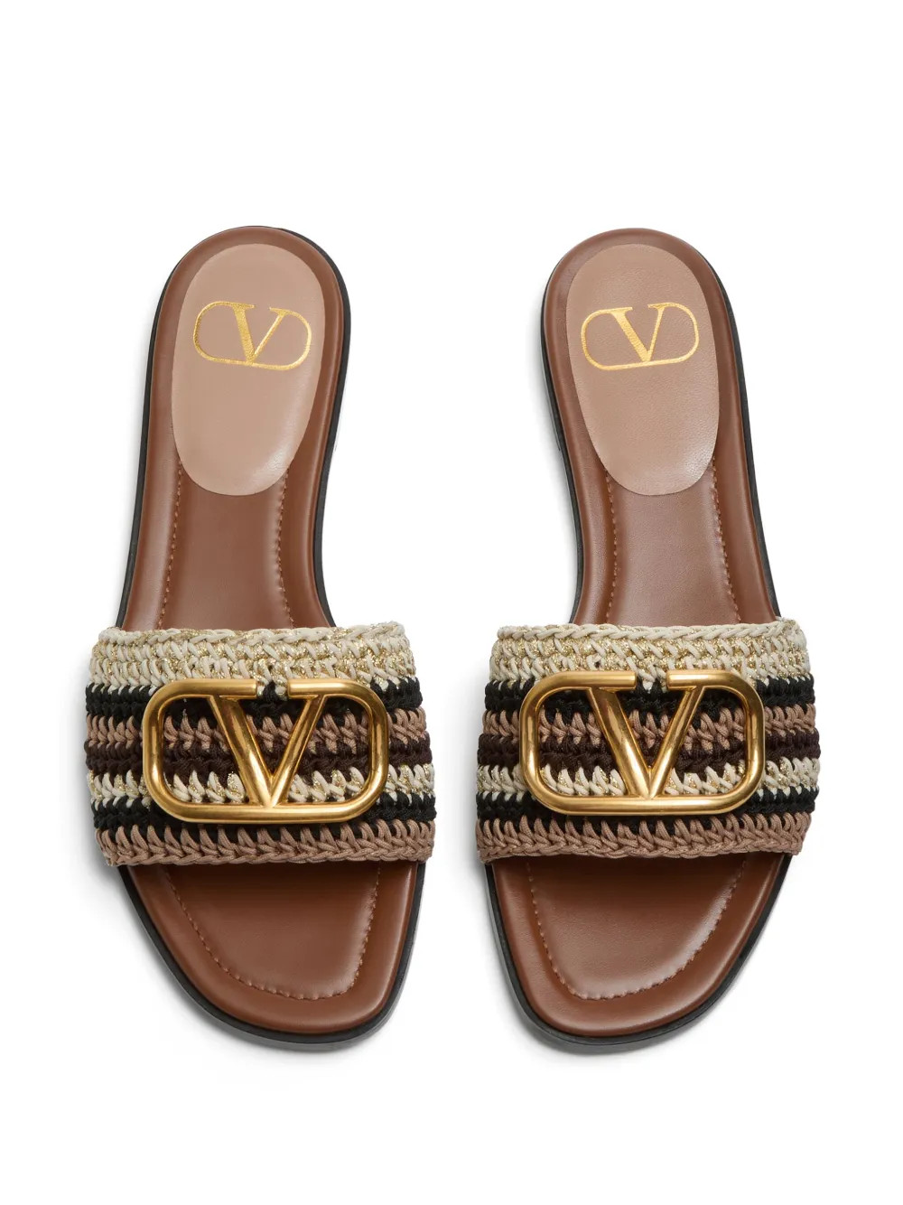 Valentino Garavani VLogo Signature Embroidered Sandals | Neutrals | FARFETCH UK | Farfetch Global