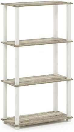 Furinno Turn-S-Tube 4-Tier Multipurpose Shelf Display Rack, Square, Sonoma Oak/White | Amazon (US)