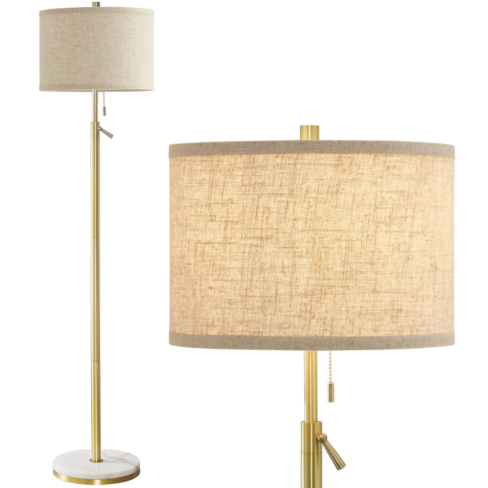 NATYSWAN Modern Floor Lamp for Living Room, Adjustable Height Standing Lamp with Marble Base Tall... | Walmart (US)