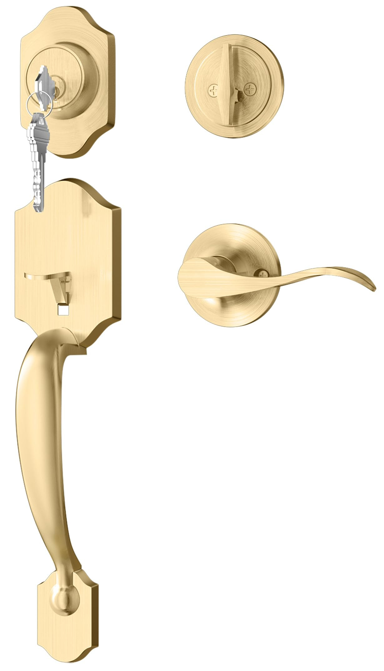 goldenwarm Front Door Handle and Deadbolt Set, Gold Front Door Lock Set with Reversible Handle Lever, Classic Brass Front Door Hardware, Front Door Handles and Locks | Amazon (US)