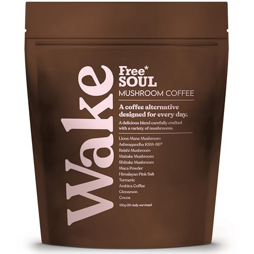 Free Soul Wake | Mushroom Coffee with Lion’s Mane & KSM-66 Ashwagandha | Advanced Functional Blend with Superfoods & Ayurvedic Herbs | 30 Servings | Amazon (UK)