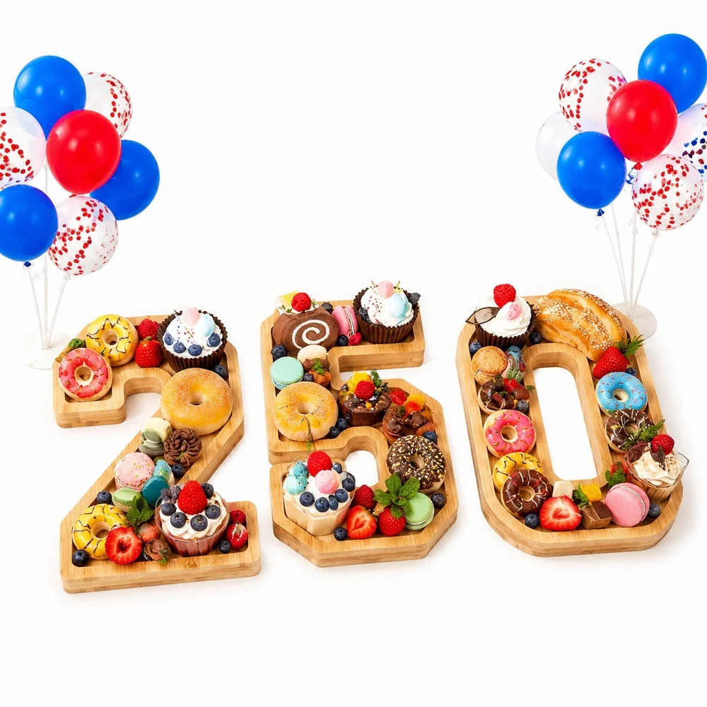 53 Pcs Patriotic Wooden Charcuterie Number Box Set with Balloons, Fillable Serving Tray for Independence Day and Memorial Day Celebrations, Reusable Food Display Decor - Walmart.com | Walmart (US)