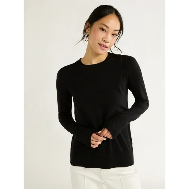 Free Assembly Women’s and Women's Plus Cozy Yarn Crewneck Sweater with Long Sleeves, Lightweigh... | Walmart (US)