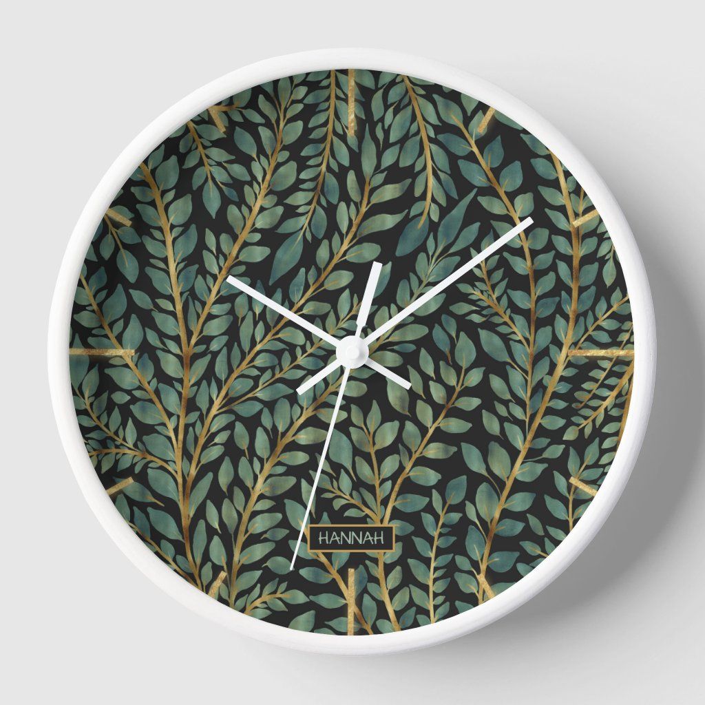 Modern Blue Green Gold Tropical Leaves Greenery | Zazzle