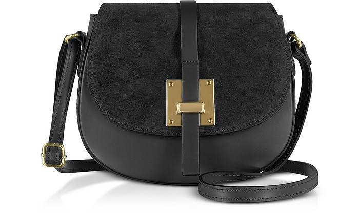 Gisèle 39 Pollia Leather and Suede Shoulder Bag | FORZIERI Global: Bags, Shoes & Jewelry