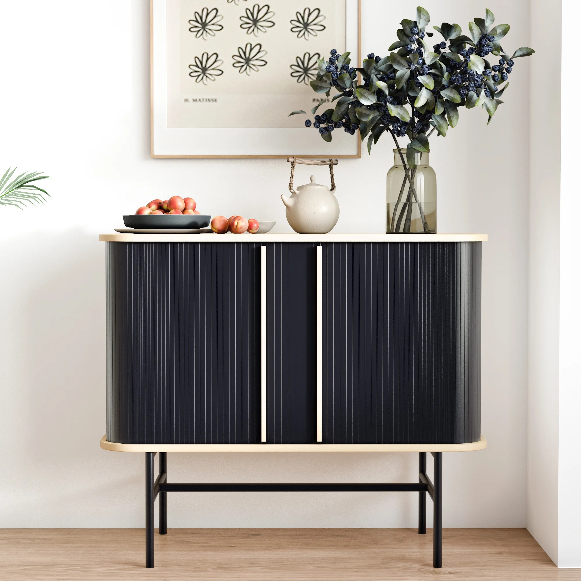 Roomfitters Sideboard Buffet Cabinet with Sliding Doors, Mid Century Modern Credenza with 2 Tambo... | Walmart (US)