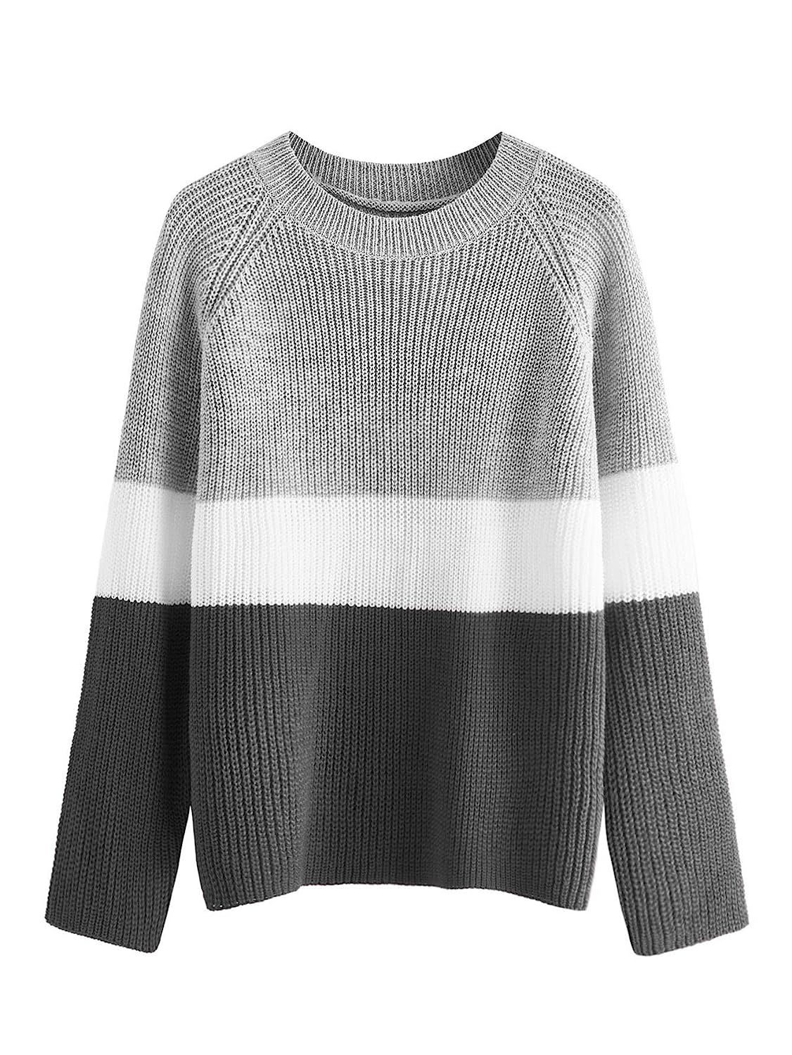 Milumia Women's Drop Shoulder Knitted Color Block Textured Jumper Casual Sweater | Amazon (US)