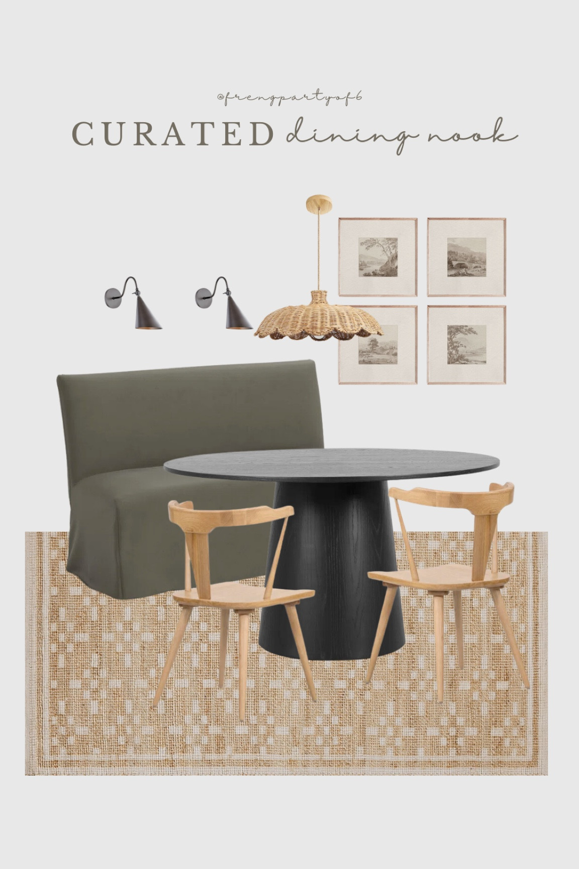 Shop the look! Dining nook inspired by our basement game area! This green settee is so pretty and love it paired with the woven accents. 

#LTKhome #LTKstyletip #LTKsalealert