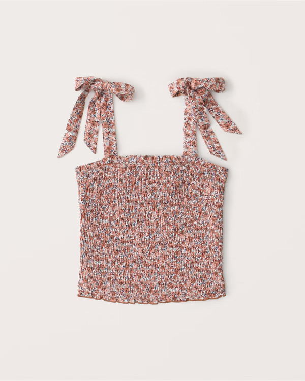 Tie-Strap Smocked Cami Set Top | Abercrombie & Fitch (US)