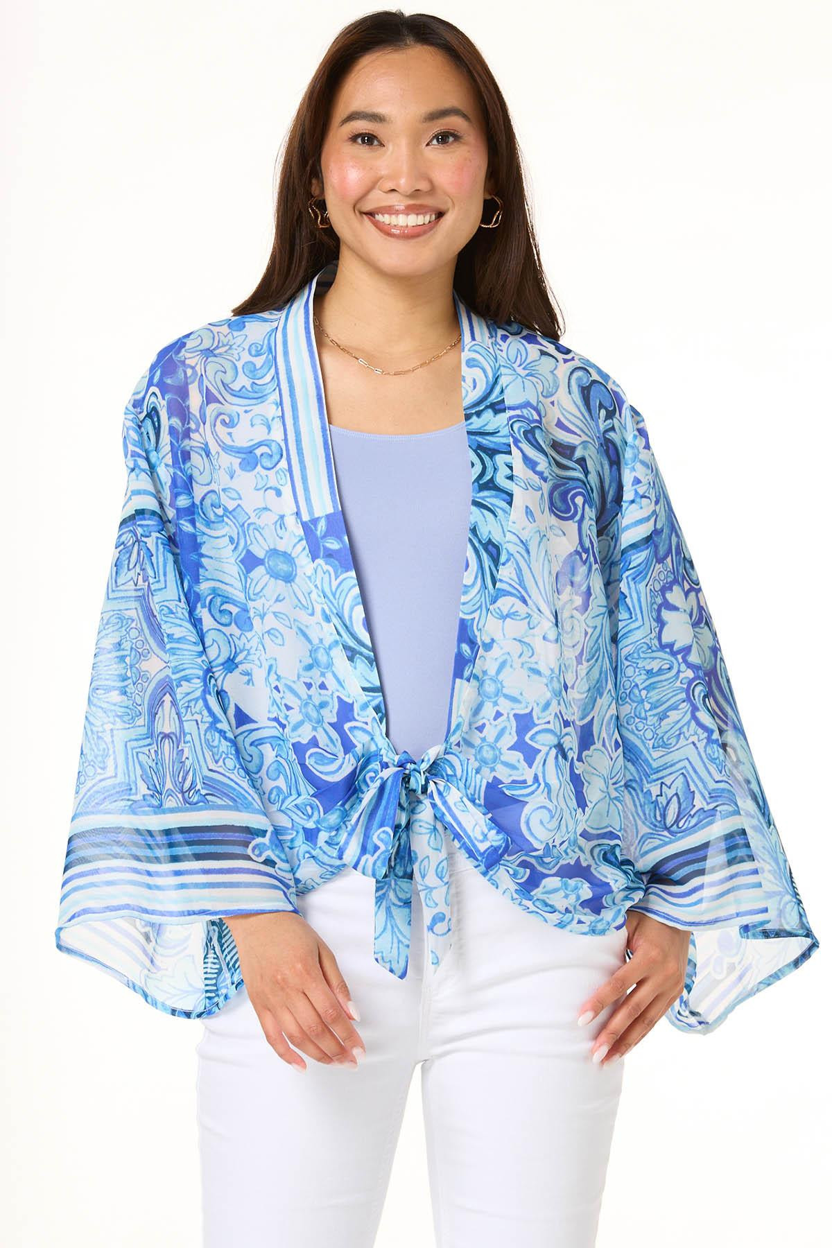 Paisley Floral Kimono - Blue | Cato Fashions