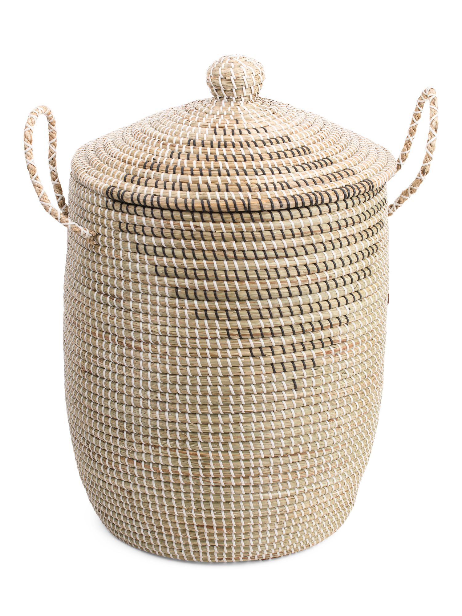 Large Seagrass Hamper With Lid And Rope Handles | TJ Maxx