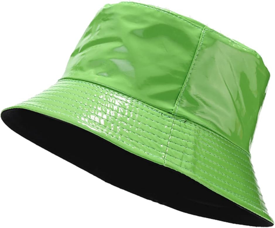 IHAUIUE PU Metallic Bucket Hat Trendy Solid Color Fisherman Cap Reversible Packable Sun Hats for ... | Amazon (US)