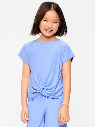 CloudMotion Short-Sleeve Front-Knot T-Shirt for Girls | Old Navy (US)
