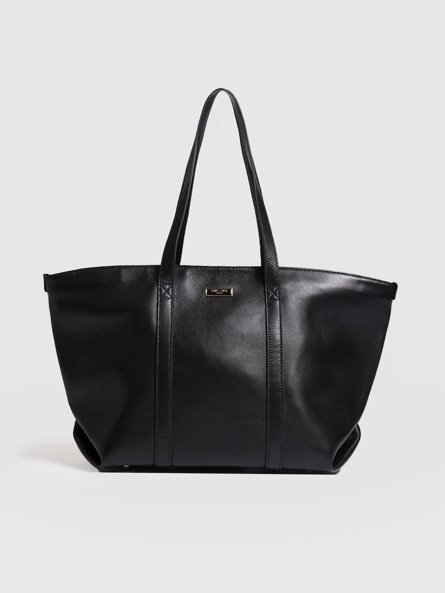 Kara Shopper Bag - Black Leather | Saint + Sofia