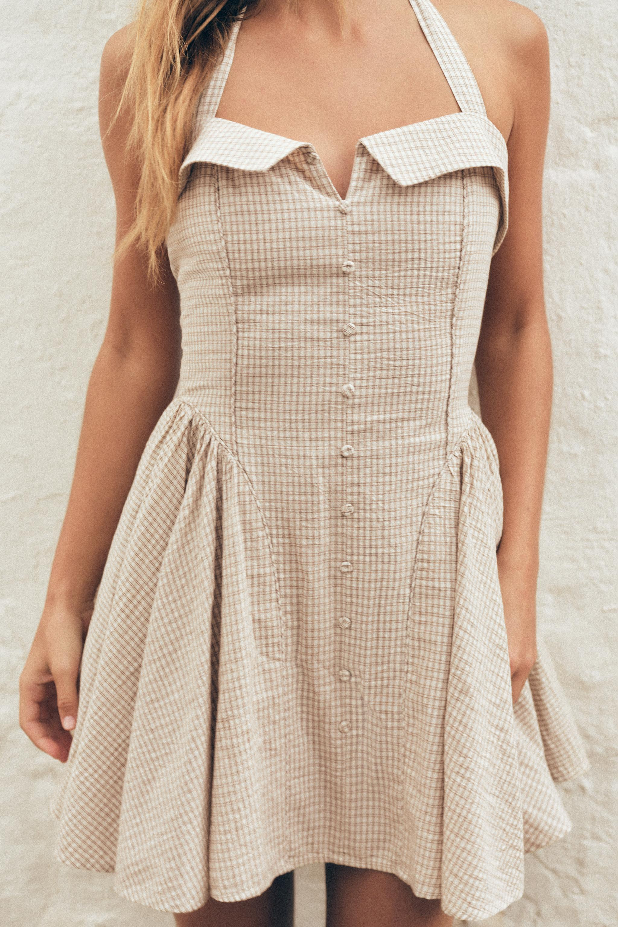 CHECKERED HALTER DRESS | Zara US