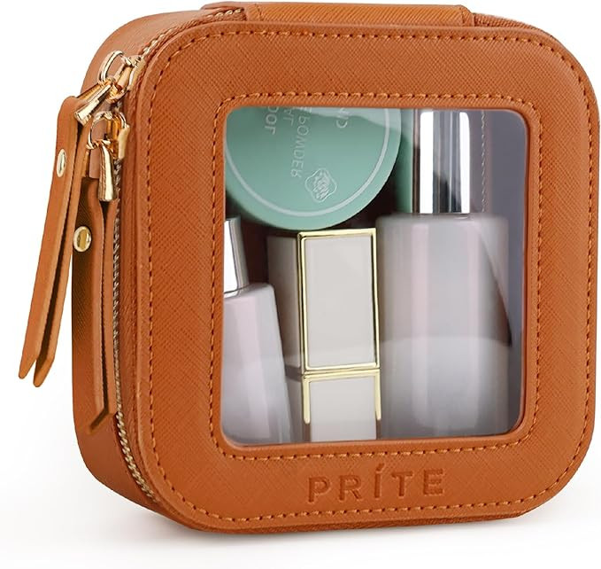 Prite Small Makeup Bag for Women Portable Clear Makeup Bag Cute Mini Waterproof Travel Cosmetic B... | Amazon (US)
