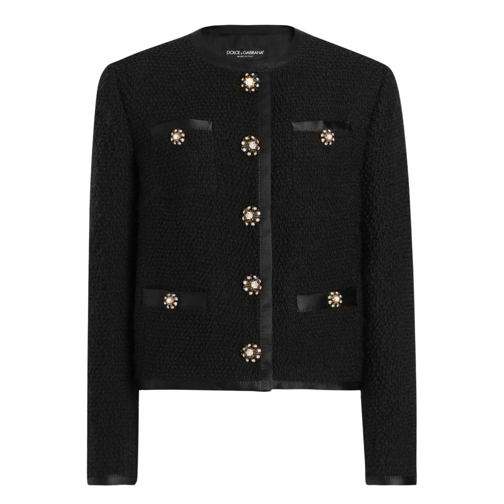 Black Jacket with Unique Style - female - Dolce & Gabbana - Tweed Jackets - Black - L - Jackets | Miinto UK Ltd