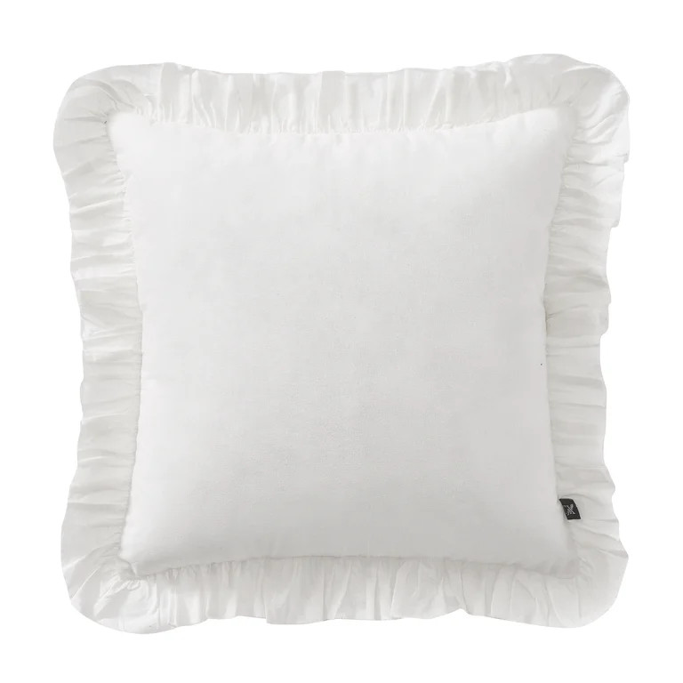 My Texas House 18" x 18" Ivory Ruffle Cotton Decorative Pillow | Walmart (US)