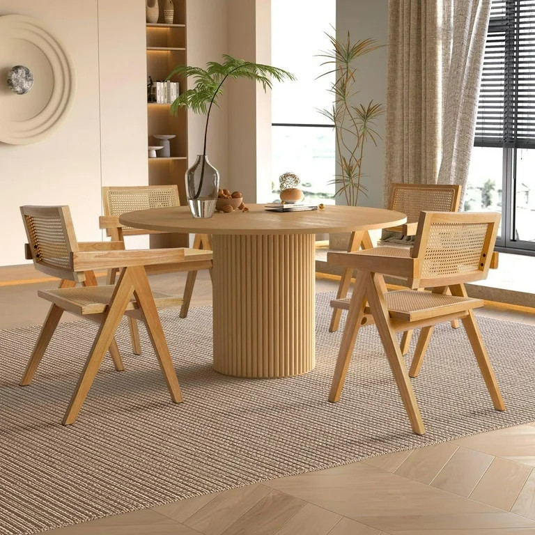 Kithkasa 40" Round Dining Kitchen Table,Ash Solid Wood,4 to 6 Persons,Natural | Walmart (US)