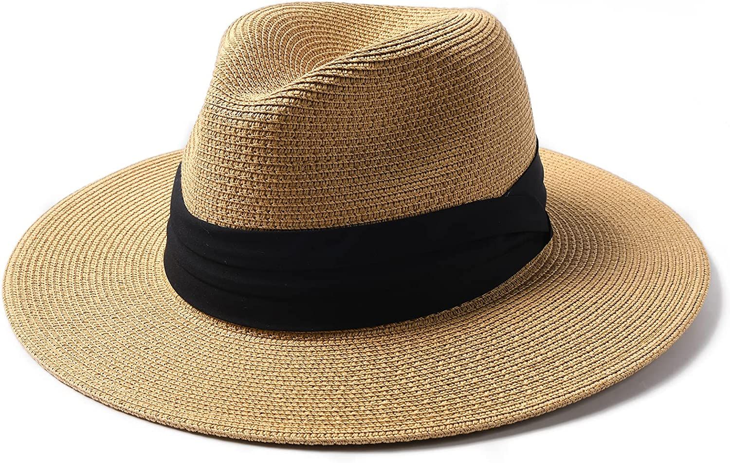 FURTALK Panama Hat Sun Hats for Women Men Wide Brim Fedora Straw Beach Hat UV UPF 50 | Amazon (US)