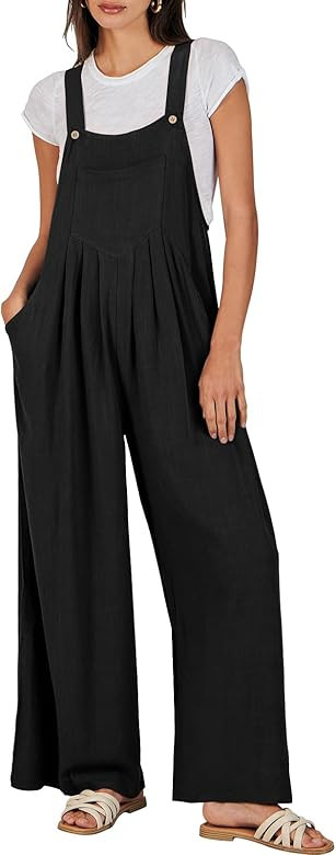 ANRABESS Women's Overalls Jumpsuit Casual Loose Sleeveless Adjustable Straps Bib Wide Leg Outfits... | Amazon (US)