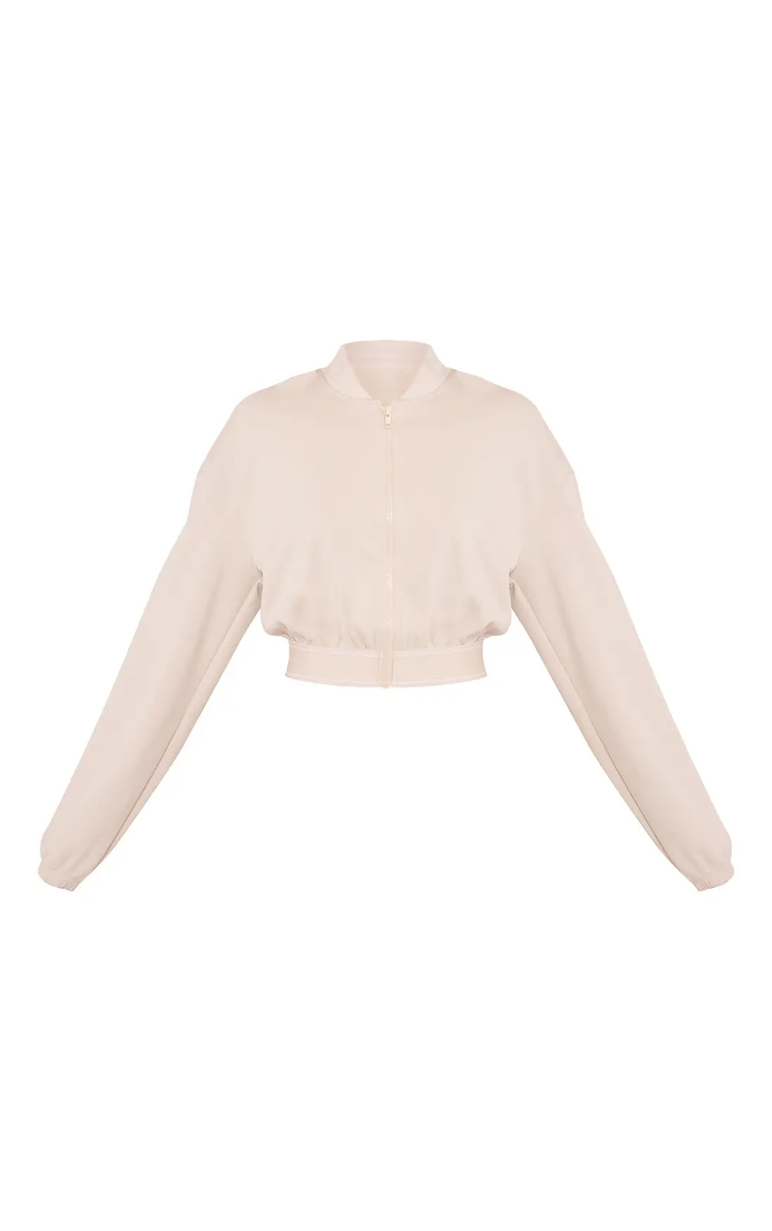 Oatmeal Super Soft Elasticated Waist Bomber Jacket | PrettyLittleThing USA | PrettyLittleThing US