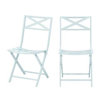 StyleWell Mix and Match Folding Steel Slat Outdoor Bistro Chairs in Sea Breeze (2-Pack) FDS40069A... | The Home Depot