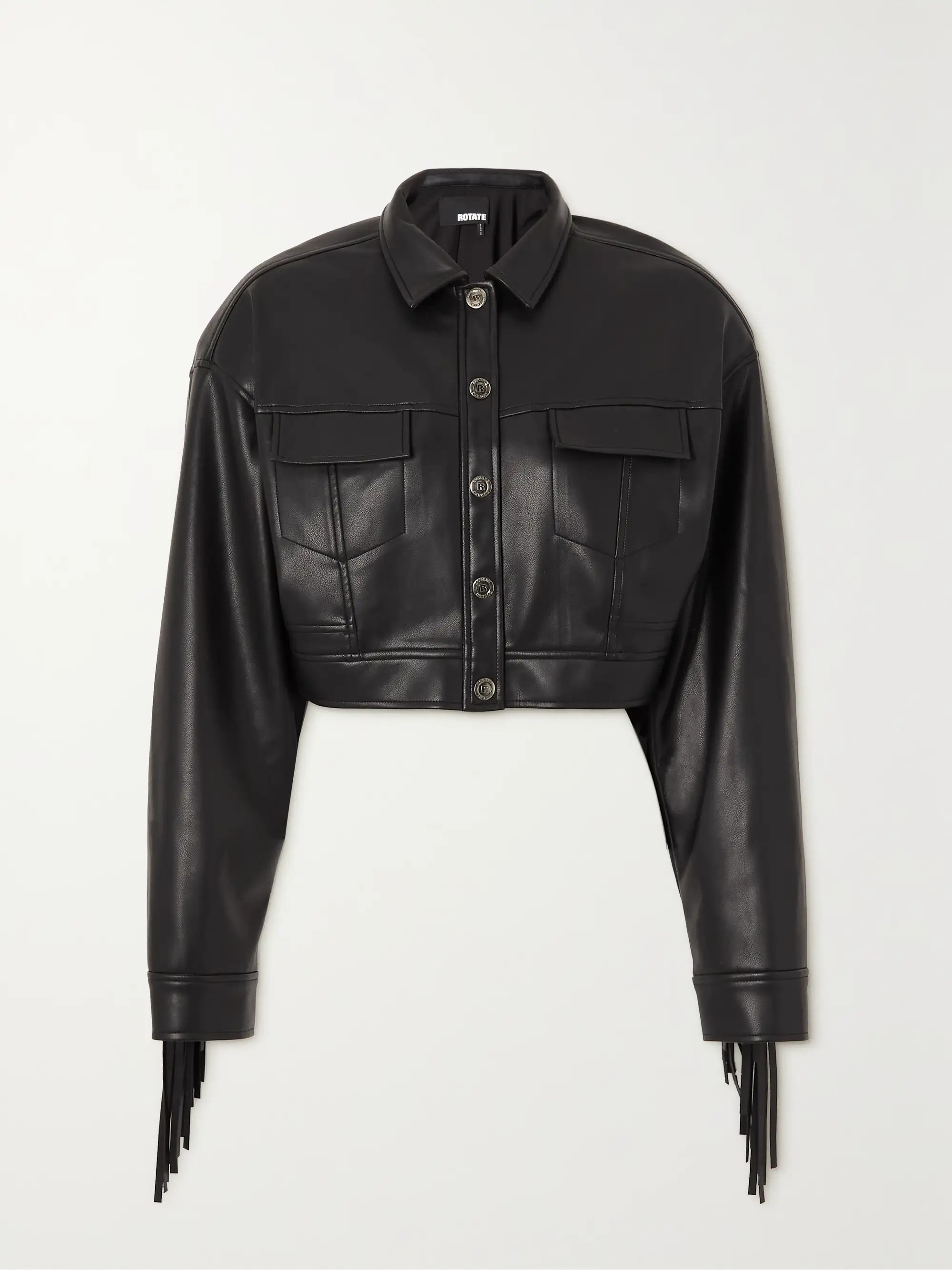Barrie cropped fringed faux leather jacket | NET-A-PORTER (US)