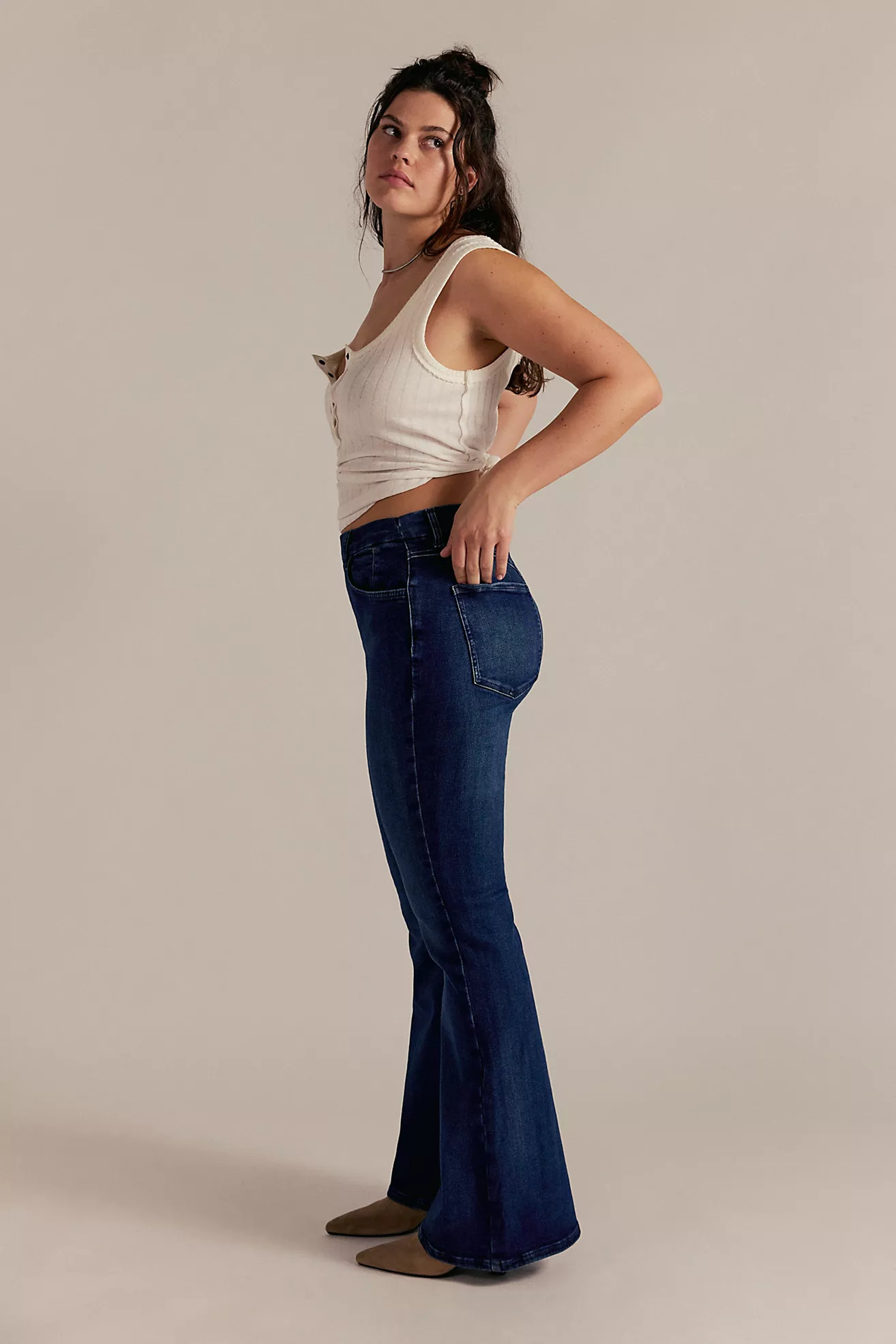 CRVY Infinite Stretch Pull-On Flare Jeans | Free People (Global - UK&FR Excluded)