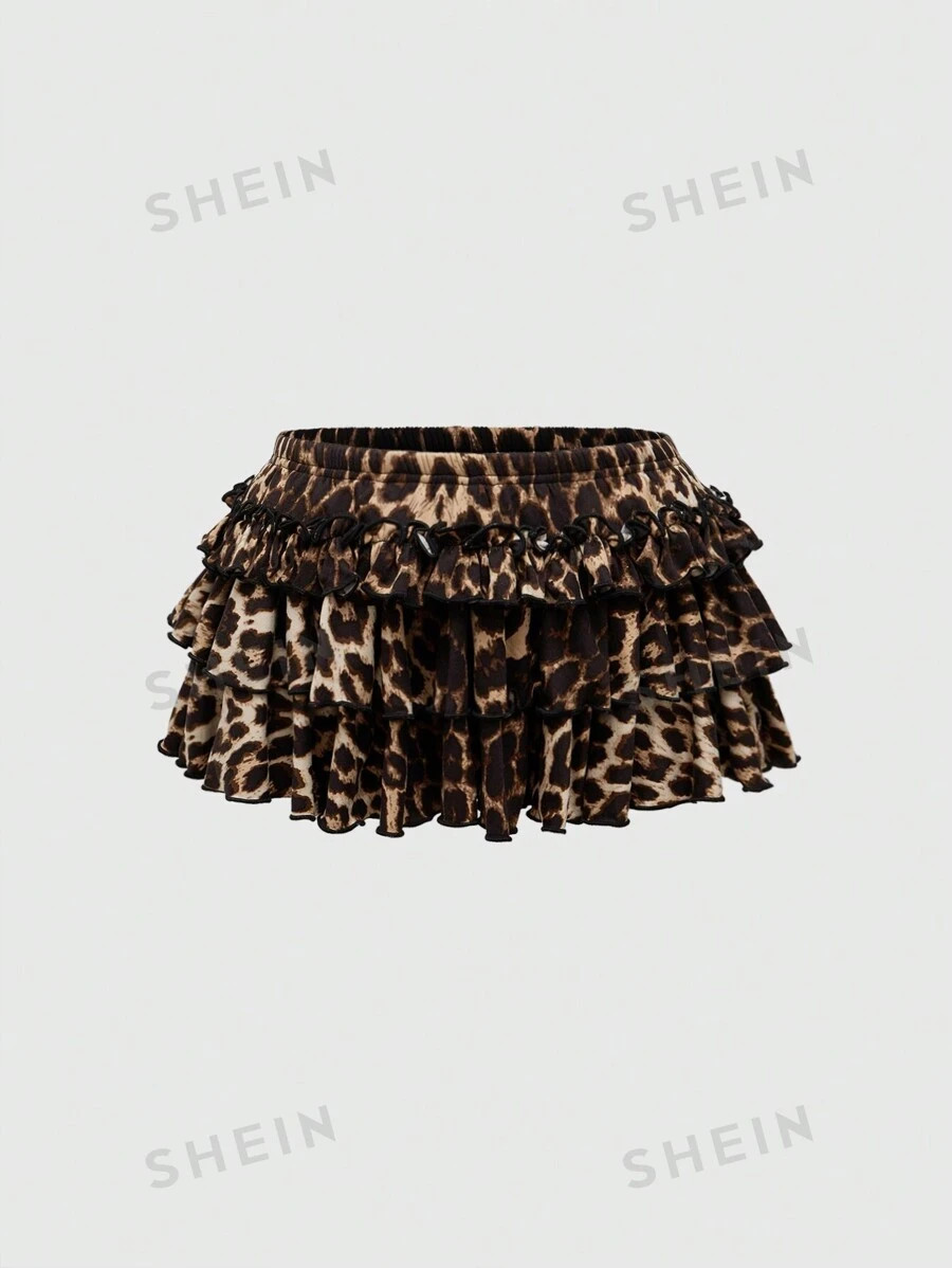 ROMWE J-Fashion Vintage Y2K Leopard Print High Waist Mini Skirt For Women | SHEIN