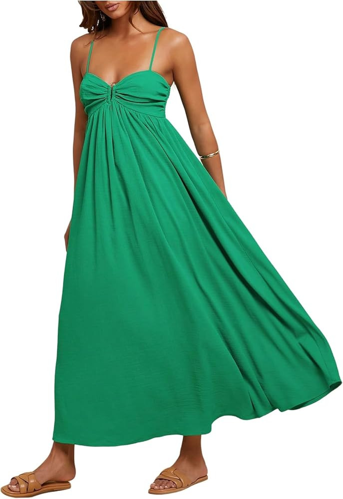 Women's Summer Maxi Dress Spring Summer Wedding Guest Dress Flowy Vacation Beach Sundresses | Amazon (US)