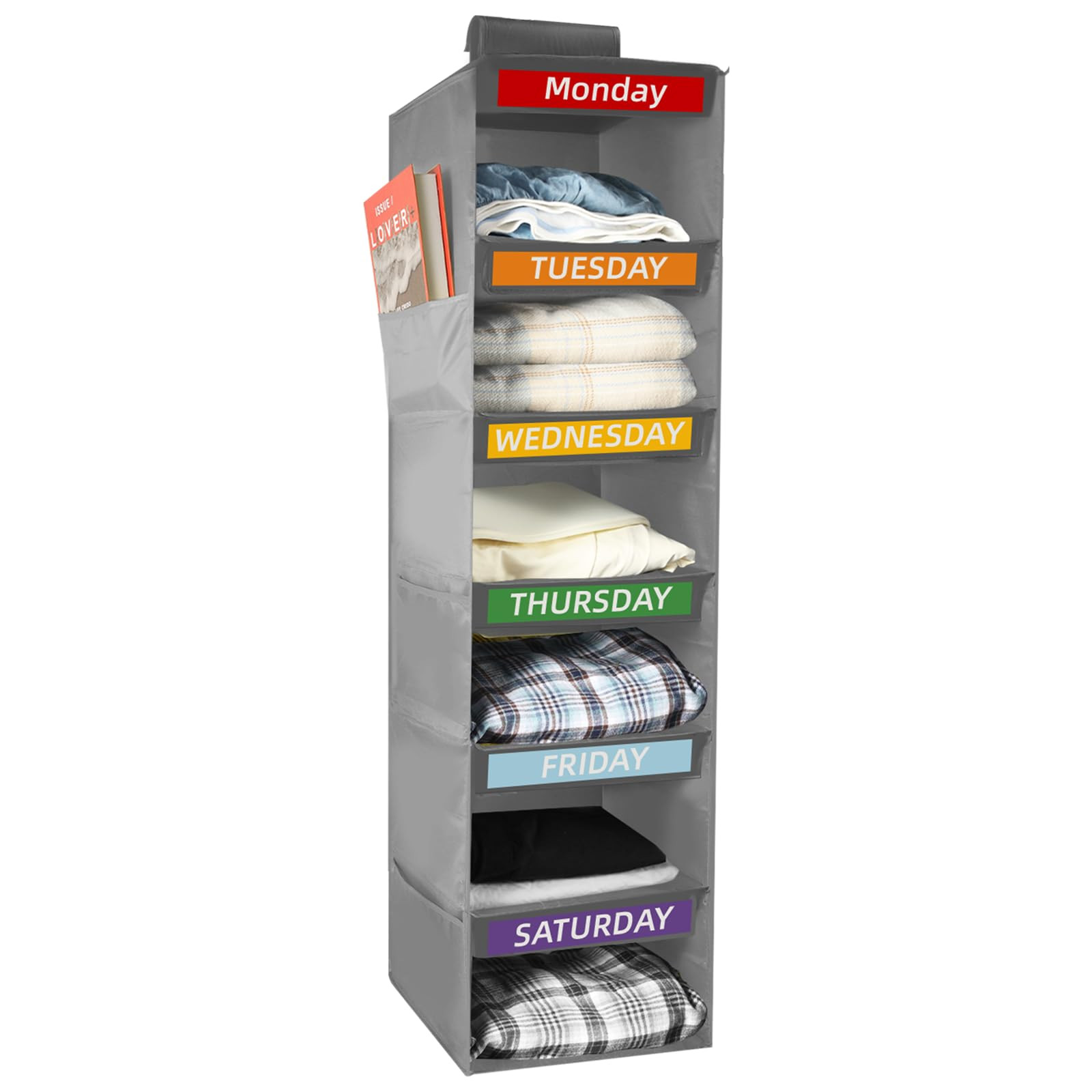 Weekly Clothes Organizer for Kids with 6 Shelves, Kids Closet Organizers and Storage Monday Throu... | Amazon (US)