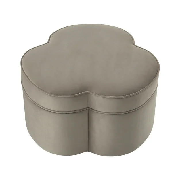 Romilly Velvet Clover Shaped Cocktail Storage Ottoman, Taupe - Walmart.com | Walmart (US)
