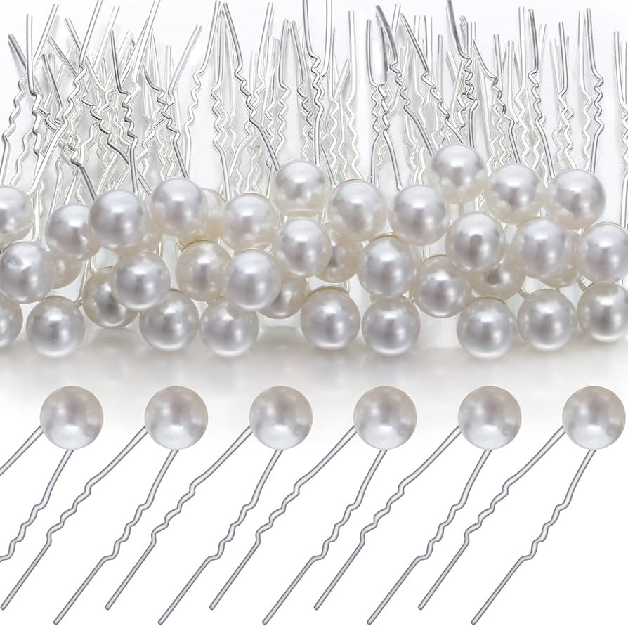 40 Packs Pearl Hair Pins Bridal Wedding Pearl Hair Accessories White Pearl Bobby Clips for Brides... | Amazon (US)