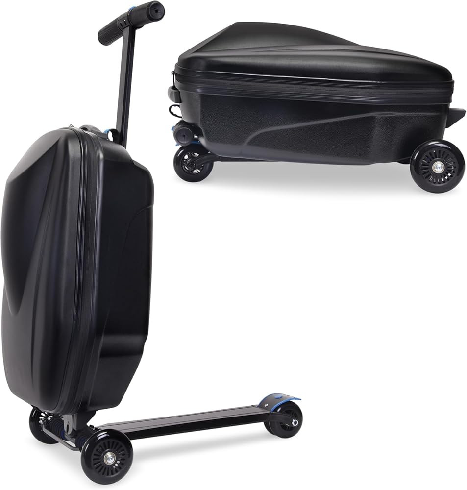 Scooter Suitcase, 2- in- 1 Folding Carry On Hardshell Ride On Scooter Luggage for Kids Aged 4-15,... | Amazon (US)