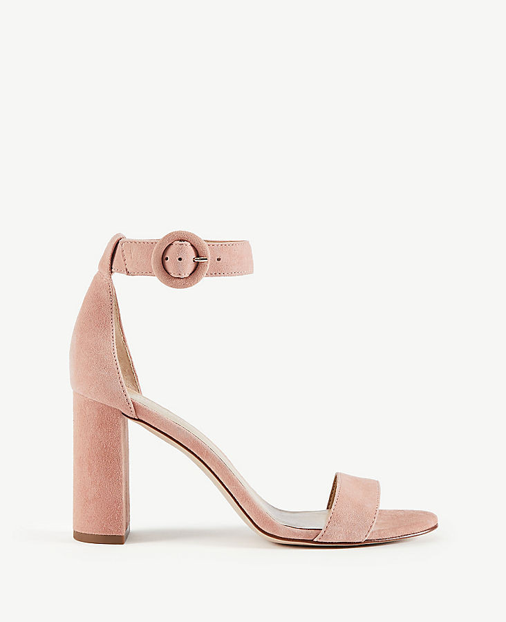 Leannette Suede Leather Block Heel Sandals | Ann Taylor (US)