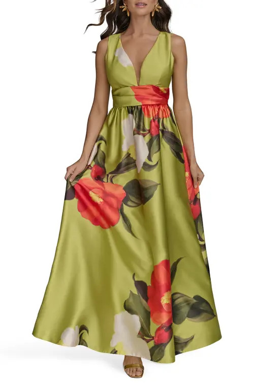 Donna Karan New York Floral Print Sleeveless A-Line Dress in Smmr Citro at Nordstrom, Size 2 | Nordstrom