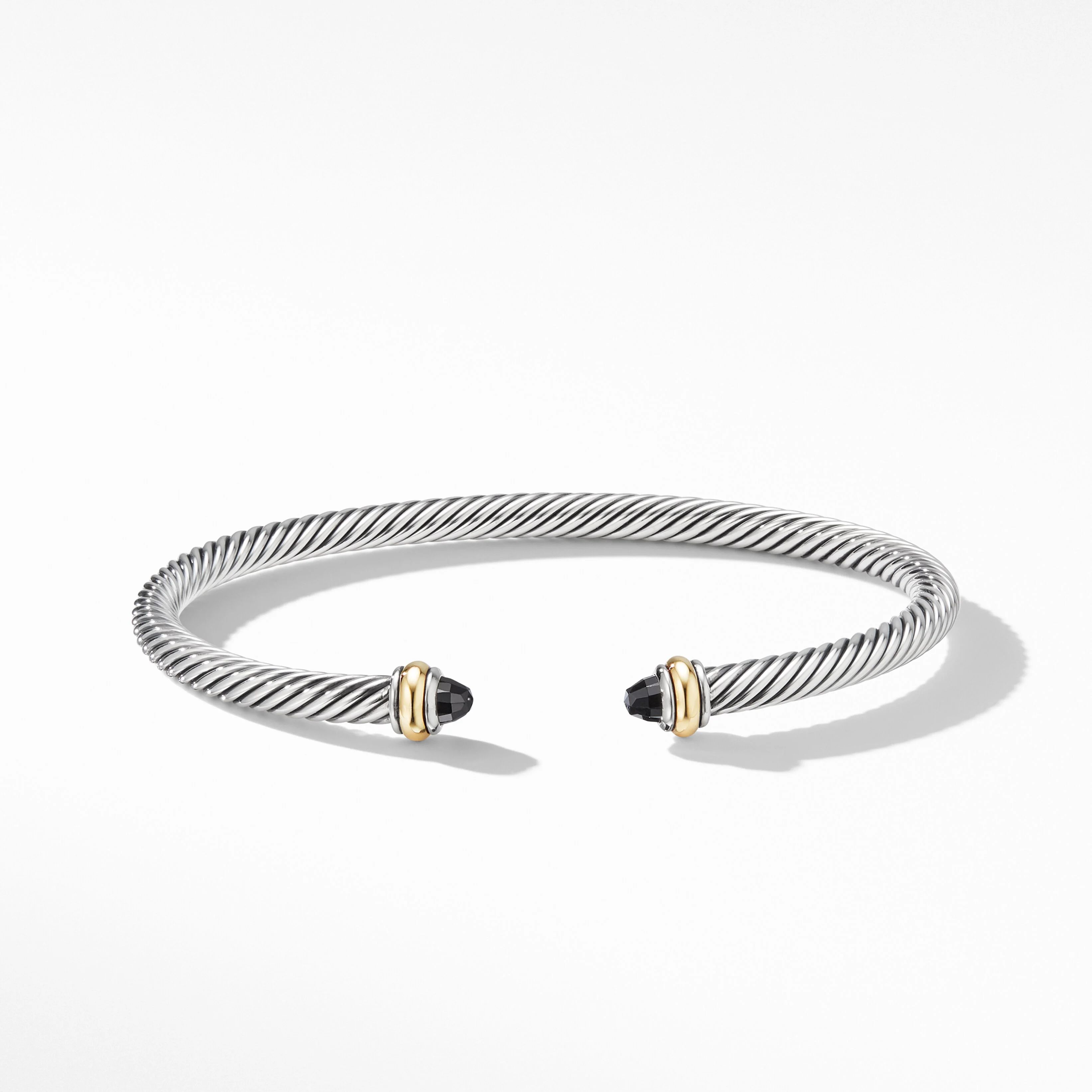 Cable Classics Bracelet in Sterling Silver with Black Onyx and 18K Yellow Gold | David Yurman