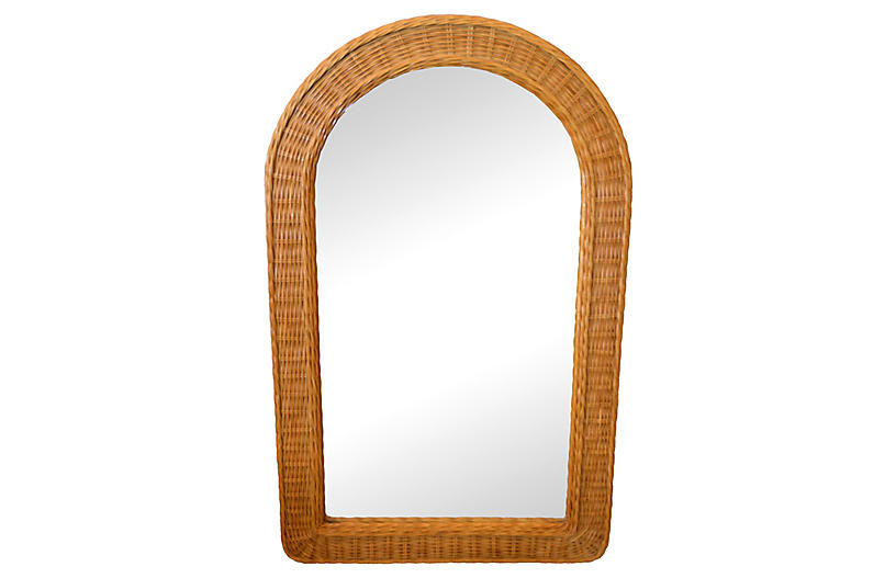 Boho Chic Arch Handwoven Rattan Mirror - Galleria d'Epoca | One Kings Lane
