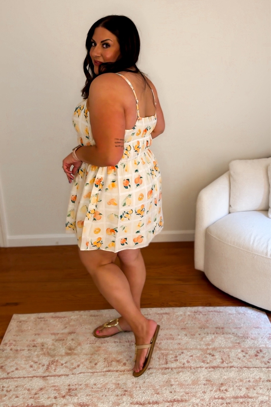 This summer dress from Abercrombie is a stunner!! Wearing an XL but probably could have done a L 🩷🍋🍉☀️🍊 

#LTKFindsUnder100 #LTKSeasonal #LTKMidsize