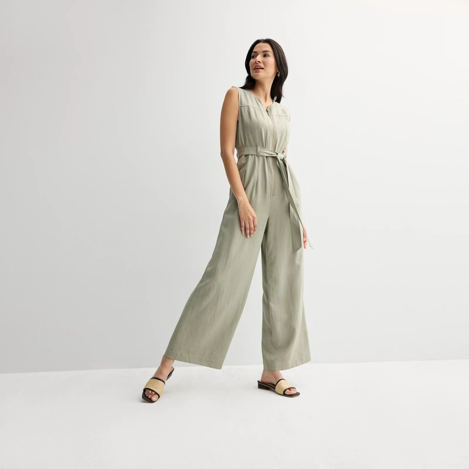 Women's Nine West Zip Front Jumpsuit, Size: XXL, Laughlin Green | Kohl's