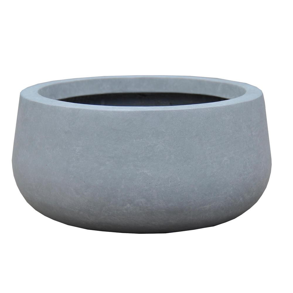 KANTE Small 8 in. Tall Slate Gray Lightweight Concrete Round Outdoor Bowl Planter | The Home Depot