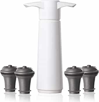 Vacu Vin Wine Saver Pump with Vacuum Bottle Stoppers (White) | Amazon (US)