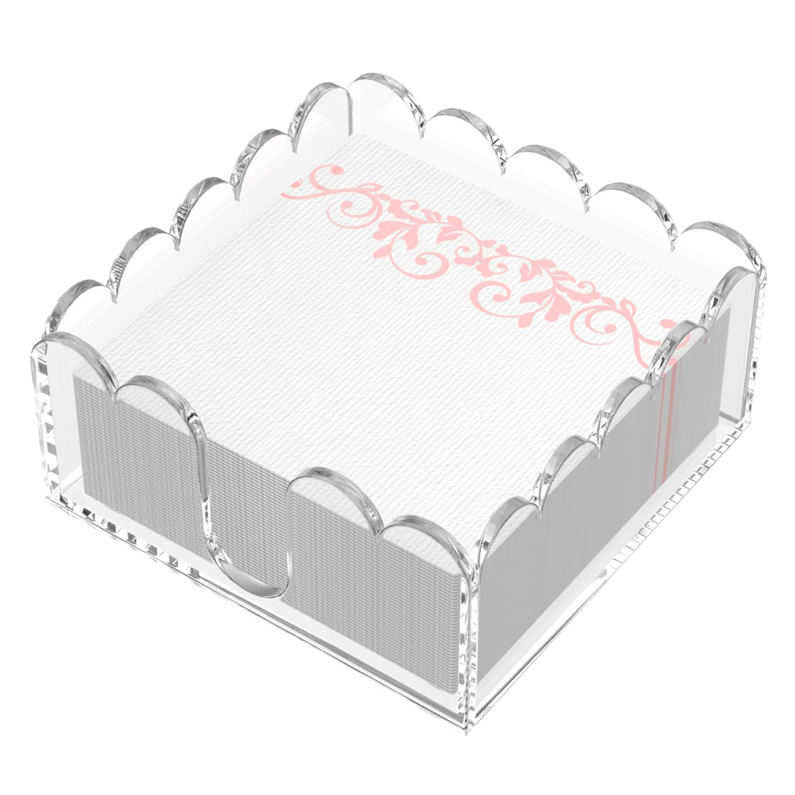 YAGELI Clear Acrylic Napkin Holder – Elegant Scalloped Tray for Cocktail, Bathroom, Kitchen & D... | Amazon (US)