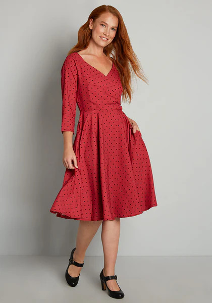 Smoking Hot In Polka Dot Swing Dress | ModCloth