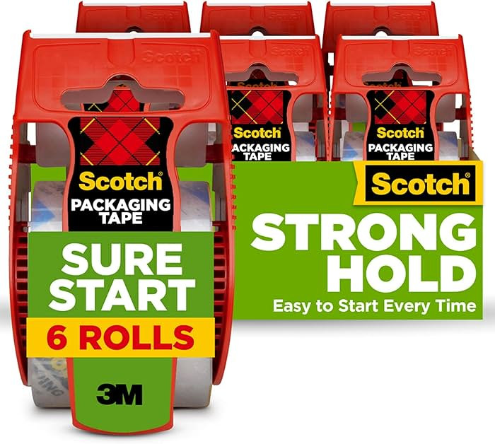 Scotch Sure Start Shipping Packaging Tape, 1.88" x 22.2 yd, Designed for Packing, Shipping and Ma... | Amazon (US)