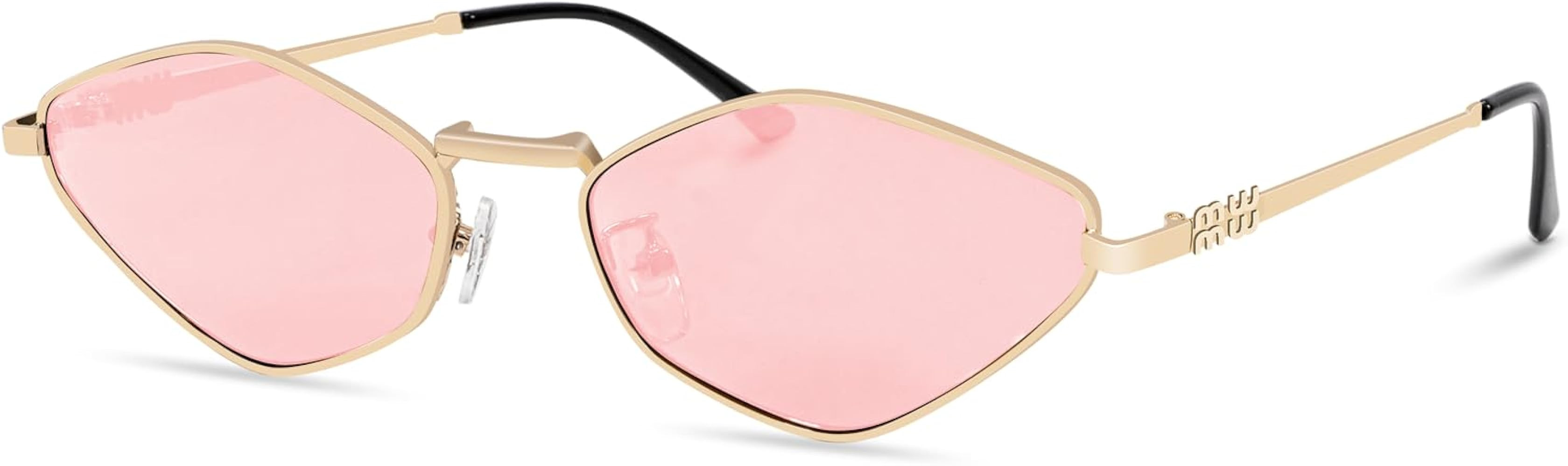 Rmerom Retro Irregular Metal Sunglasses for Women Men, 2025 Trendy Vintage 90s Chic Small Narrow ... | Amazon (US)