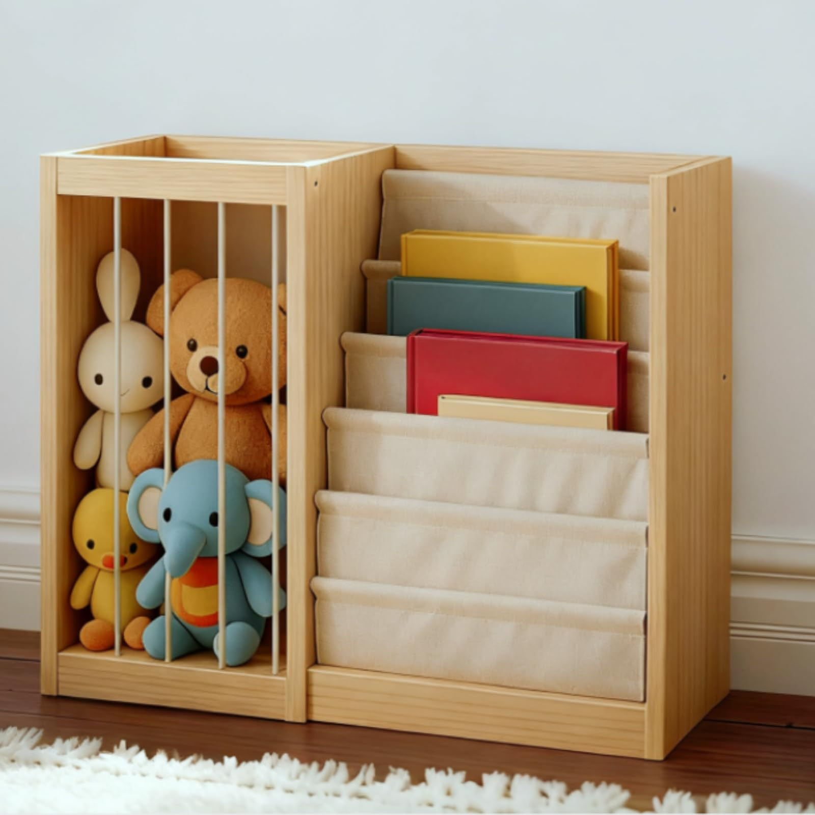 Kids Toy Storage Organizer and Toddler Bookshelf – 2-in-1 Stuffed Animal Storage & Kids Book Sh... | Amazon (US)