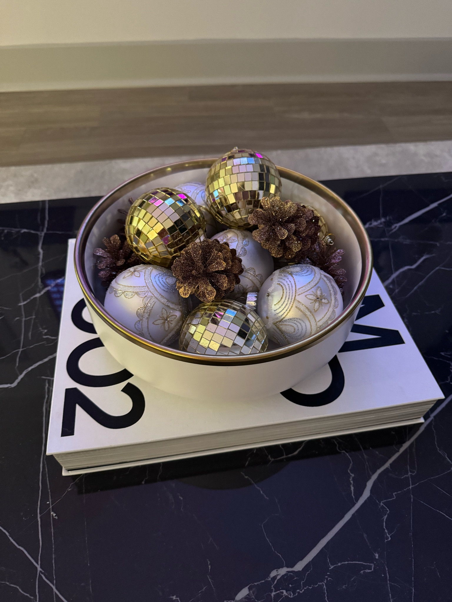 Cutest Christmas centerpiece idea 🪩🌟 

Linked exact and dupe products for your own spin on this Christmas centerpiece bowl! 

#LTKstyletip #LTKSeasonal #LTKhome